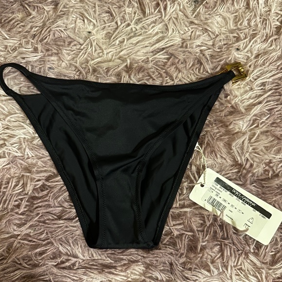 NWT Dolce & Gabbana Black Sting Bikini Bottom with Gold Hardware Size 36 Small - Picture 1 of 10